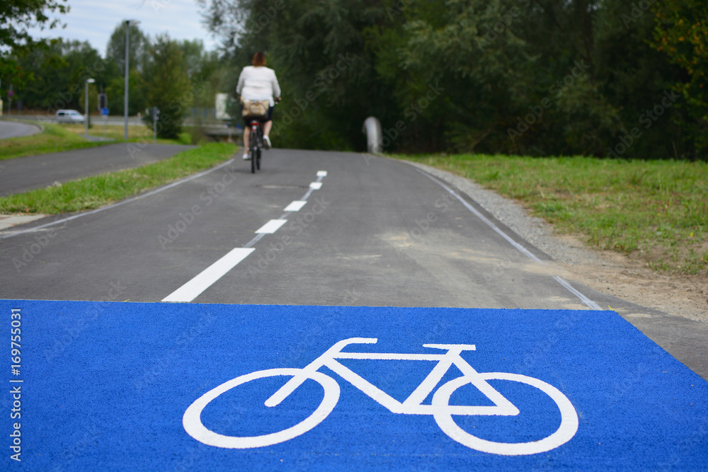 Obraz premium Frisch asphaltierter Fahrradweg