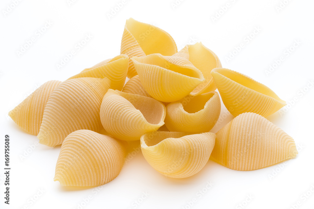 Italian lumaconi isolated on white background. Italian lumaconi isolated on white background.