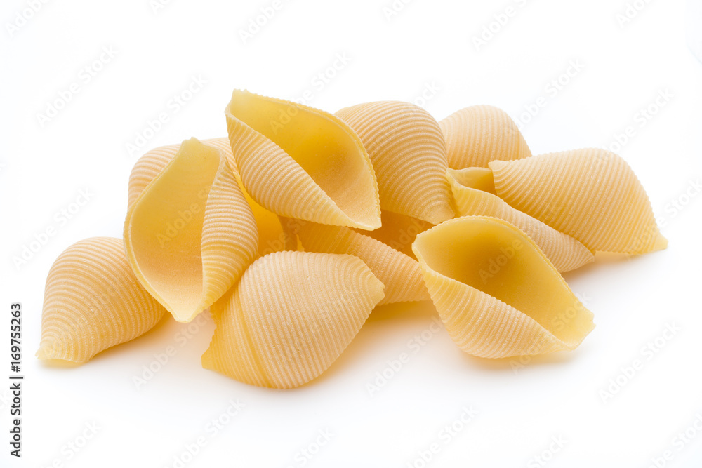 Italian lumaconi isolated on white background. Italian lumaconi isolated on white background.