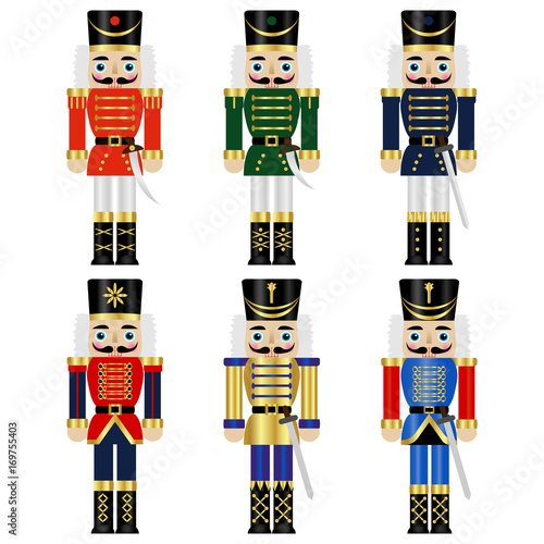 set  of a six colorful nutcrackers
