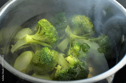 Steaming Broccoli.Vegetable - Cooking Broccoli Vegetable