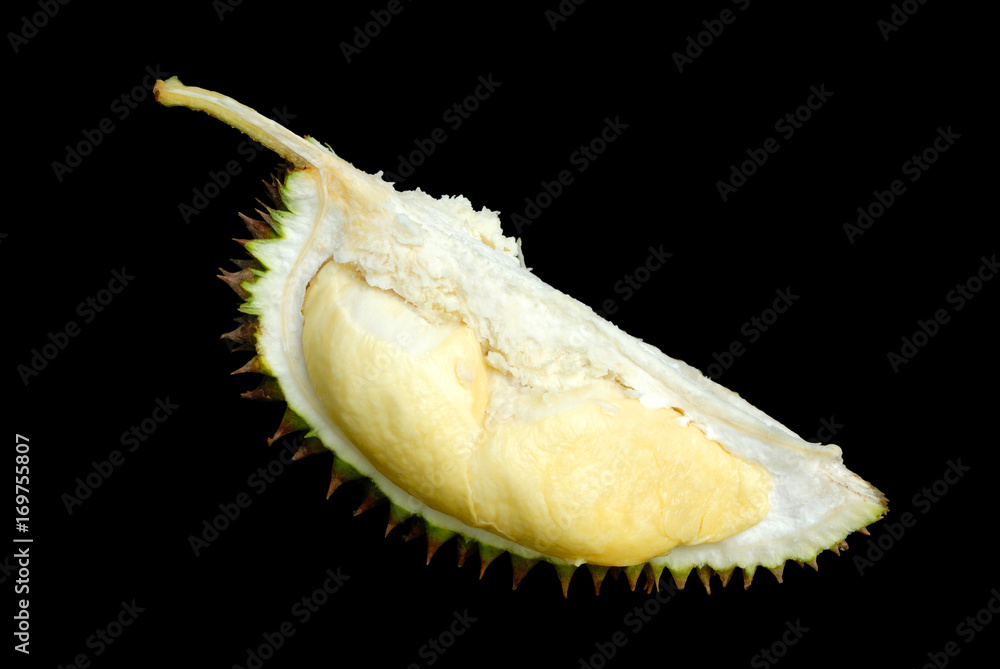 Naklejka premium durian fruit isolated on black background