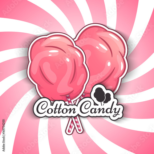 Cotton Candy Isolated Logo Emblem for Your Products, Vector Illustration of Handmade. Symbol of a cloud of sugar, dessert icons.