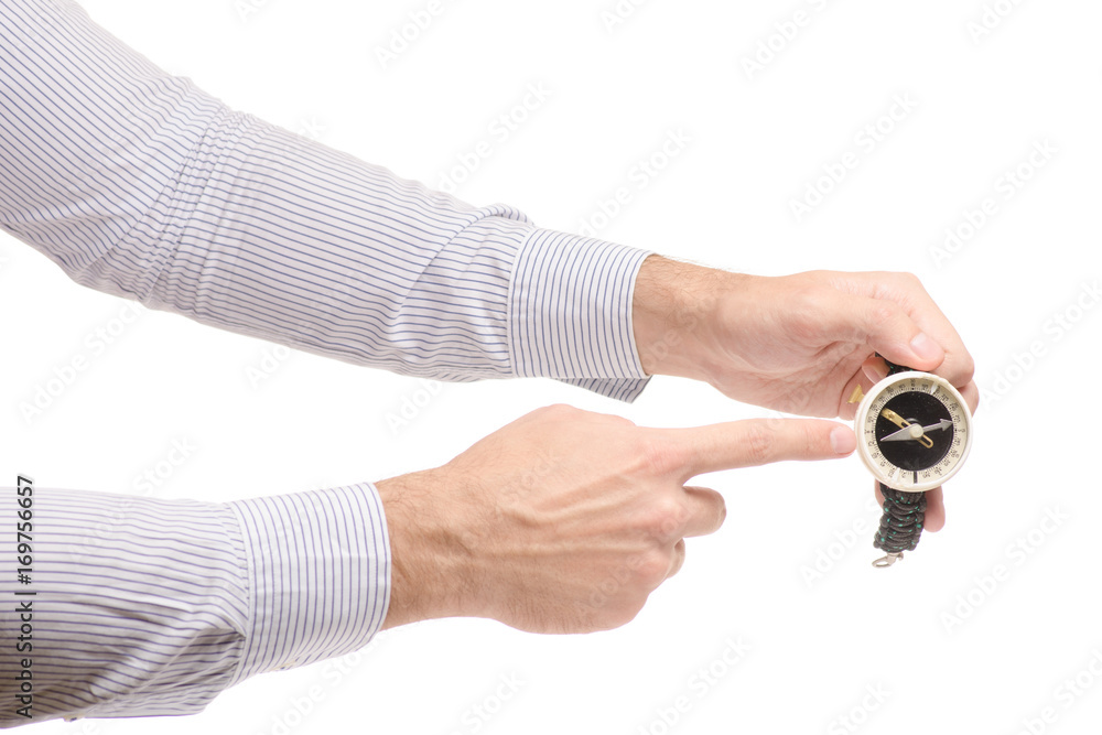 Male hand compass