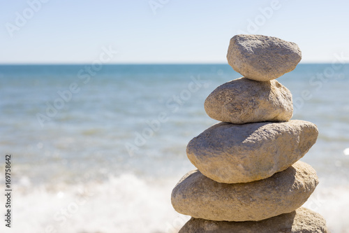 Piled up rocks by the ocean