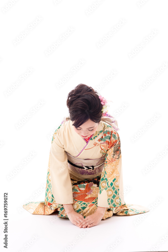 portrait of asian woman wearing japanese traditional kimono isolated on white background portrait of asian woman wearing japanese traditional kimono isolated on white background