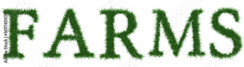 Farms - 3D rendering fresh Grass letters isolated on whhite background.