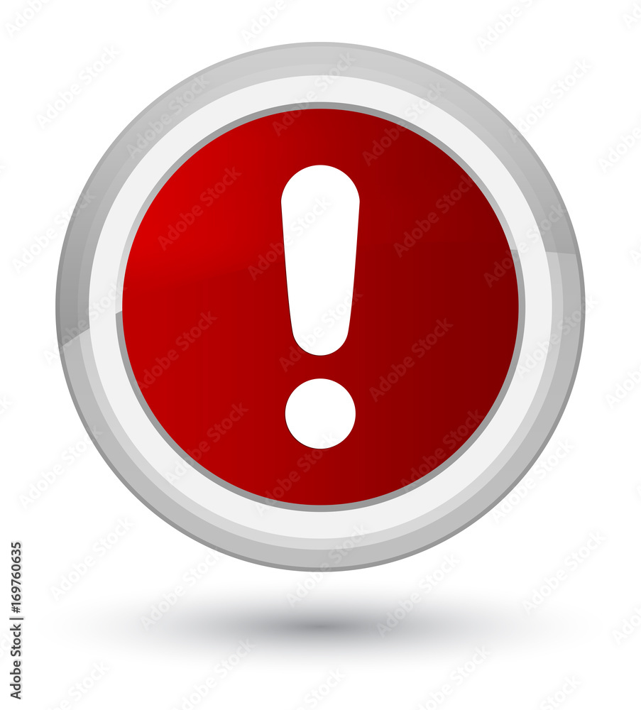 Exclamation mark icon prime red round button Exclamation mark icon prime red round button