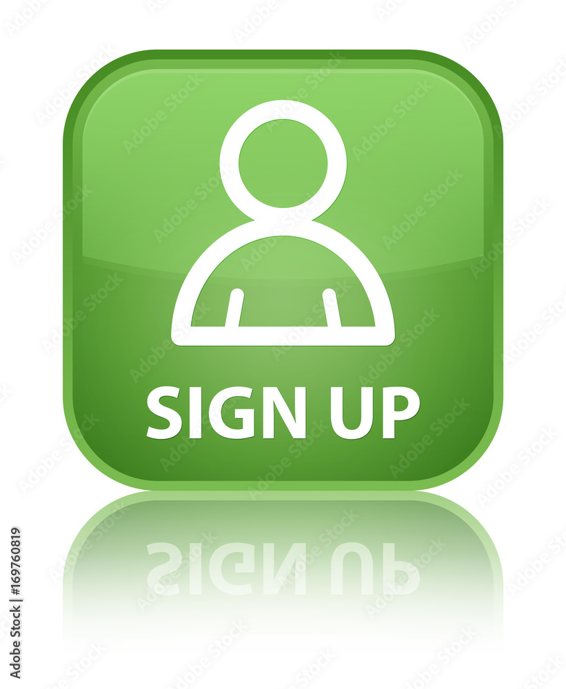 Sign up (member icon) special soft green square button Sign up (member icon) special soft green square button