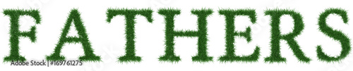 Fathers - 3D rendering fresh Grass letters isolated on whhite background.