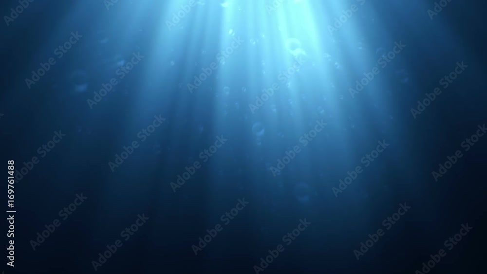 Underwater scene with air bubbles floating up and sun shining through the water. Underwater scene with air bubbles floating up and sun shining through the water.