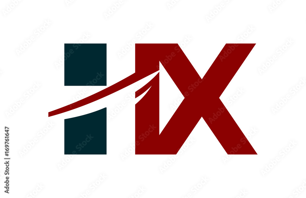 HX Red Negative Space square Swoosh Letter Logo HX Red Negative Space square Swoosh Letter Logo