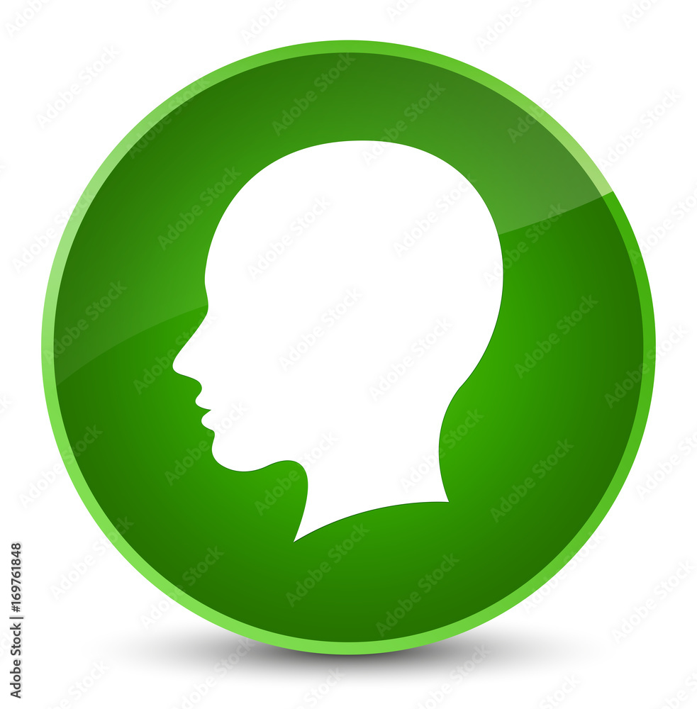 Head female face icon elegant green round button