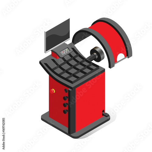 equipment for car service, balancing machine on a white background, isometric image
