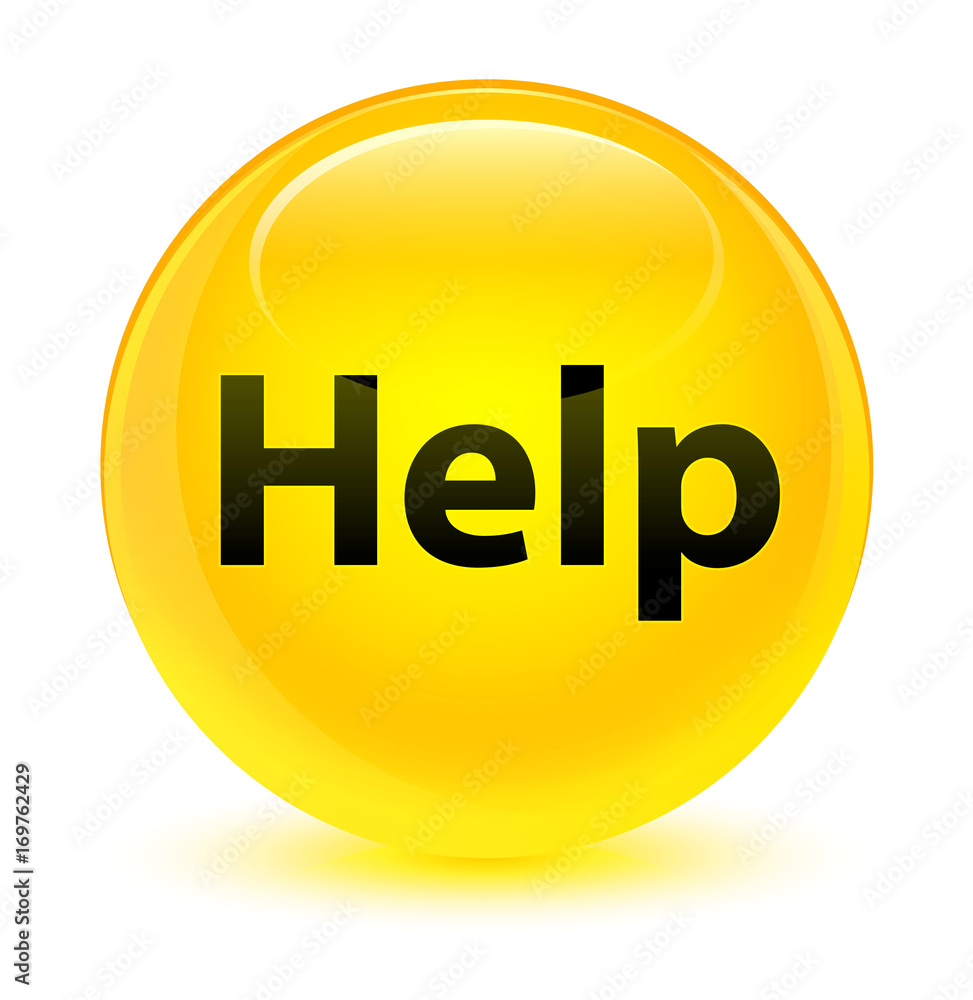 Help glassy yellow round button Help glassy yellow round button