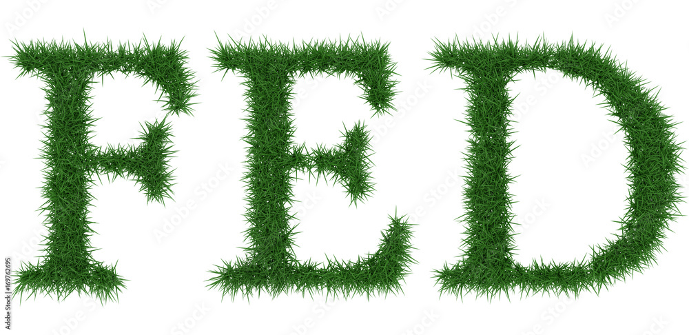 Fed - 3D rendering fresh Grass letters isolated on whhite background. Fed - 3D rendering fresh Grass letters isolated on whhite background.