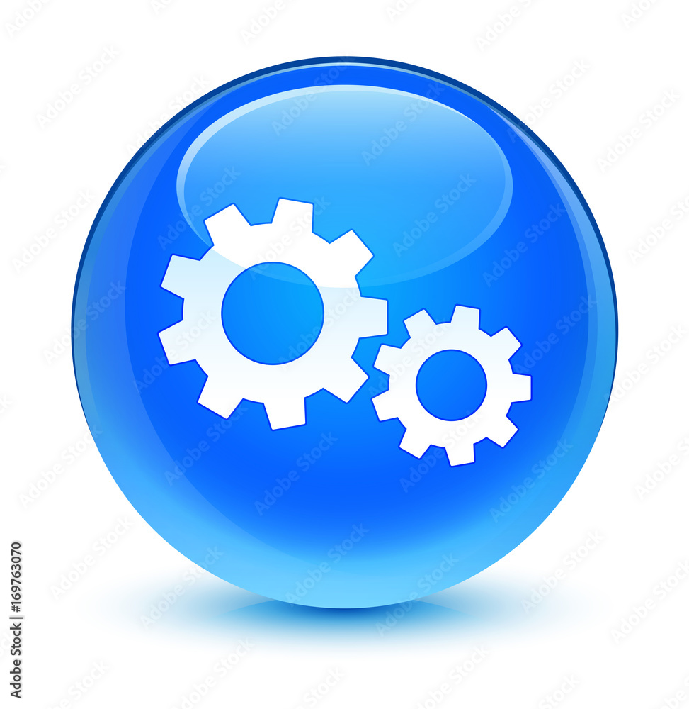 Process icon glassy cyan blue round button Process icon glassy cyan blue round button