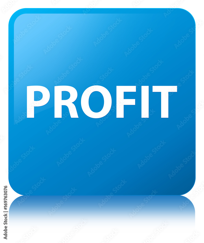 Profit cyan blue square button Profit cyan blue square button