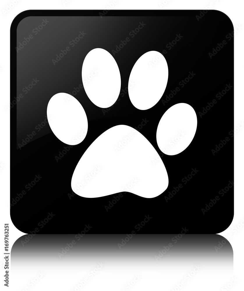 Obraz premium Animal footprint icon black square button
