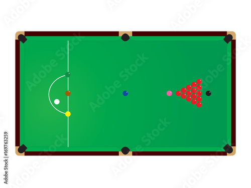 Vector illustration of green snooker table on a white background