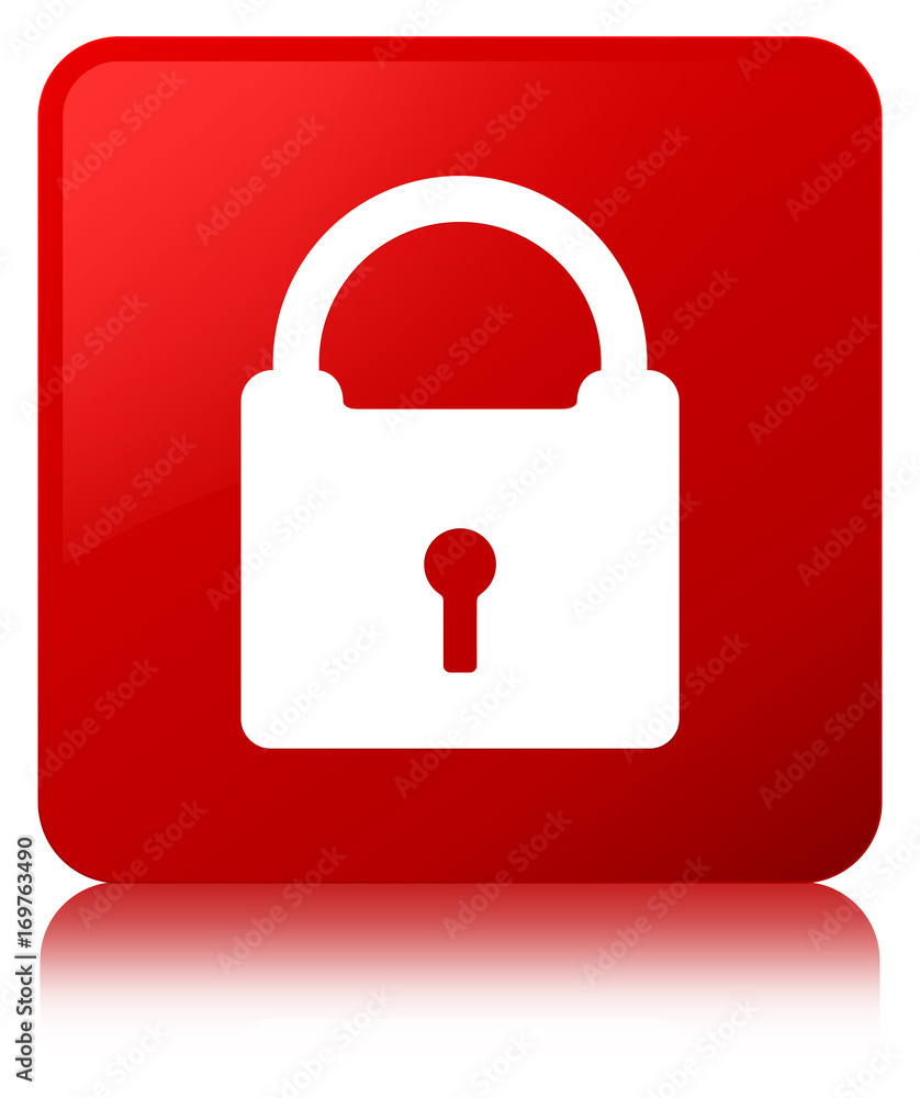 Padlock icon red square button Padlock icon red square button