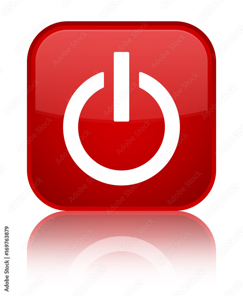 Power icon special red square button Power icon special red square button