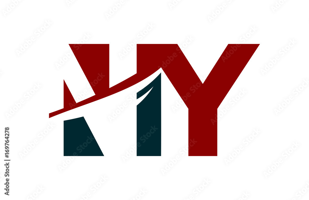 NY Red Negative Space Square Swoosh Letter Logo NY Red Negative Space Square Swoosh Letter Logo