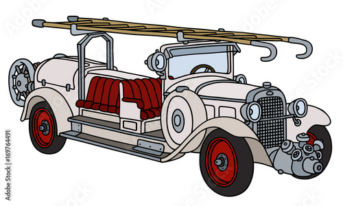 Vintage white fire truck