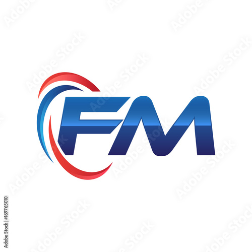 initial letter logo swoosh red blue
