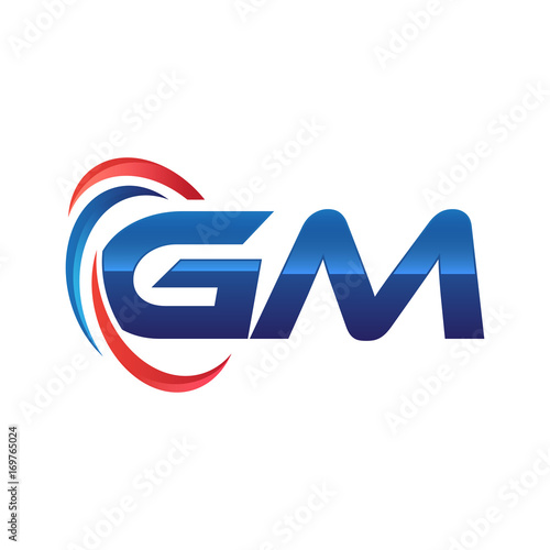 initial letter logo swoosh red blue