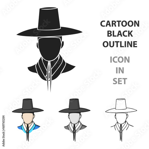 Traditional korean hat icon in cartoon style isolated on white background. South Korea symbol stock vector illustration.