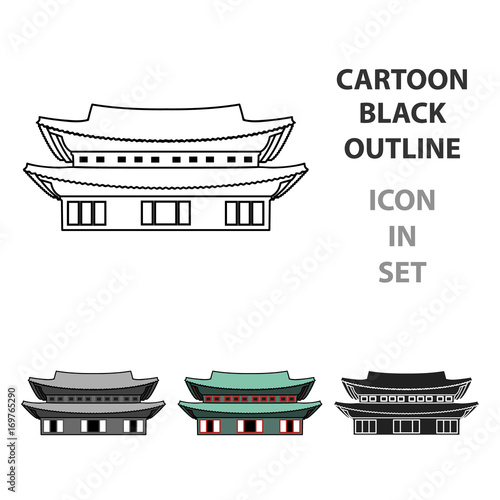 Changdeokgung icon in cartoon style isolated on white background. South Korea symbol stock vector illustration.