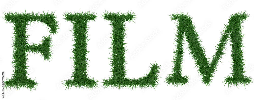 Film - 3D rendering fresh Grass letters isolated on whhite background. Film - 3D rendering fresh Grass letters isolated on whhite background.
