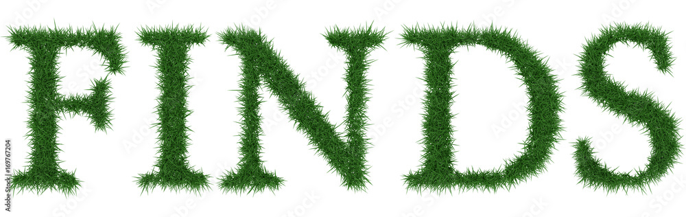 Finds - 3D rendering fresh Grass letters isolated on whhite background. Finds - 3D rendering fresh Grass letters isolated on whhite background.