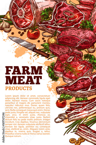 Vector meat poter for butchery or farm market