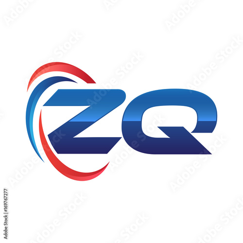 initial letter logo swoosh red blue
