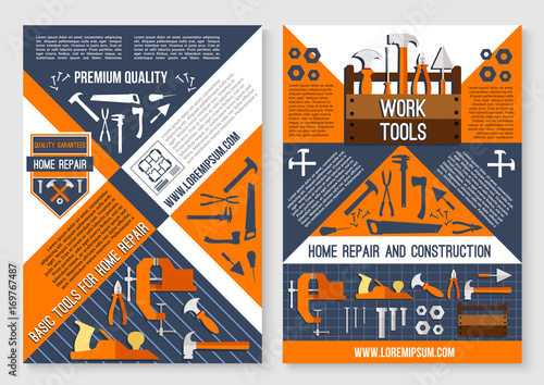 Vector posters of work tools for house repair
