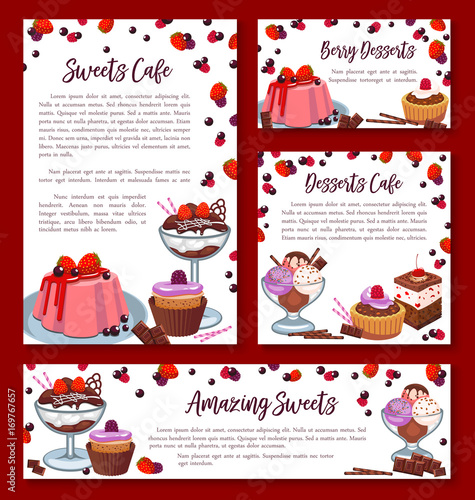 Vector templates for bakery shop cakes desserts