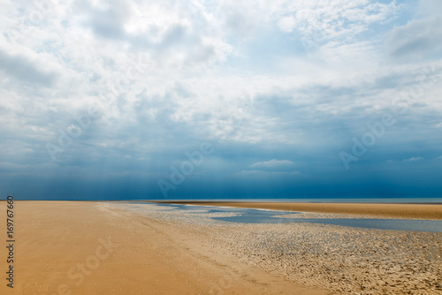 Sandy Formby Beach  near Liverpool on a cloudy day