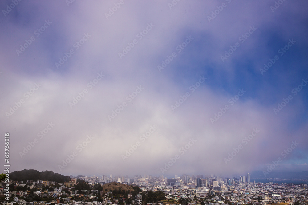 Foggy view of San Francisco from Twin Peaks