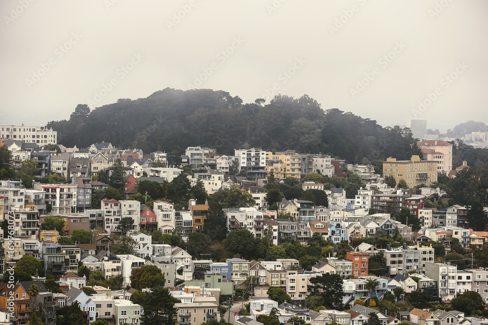 Foggy view of San Francisco from Twin Peaks