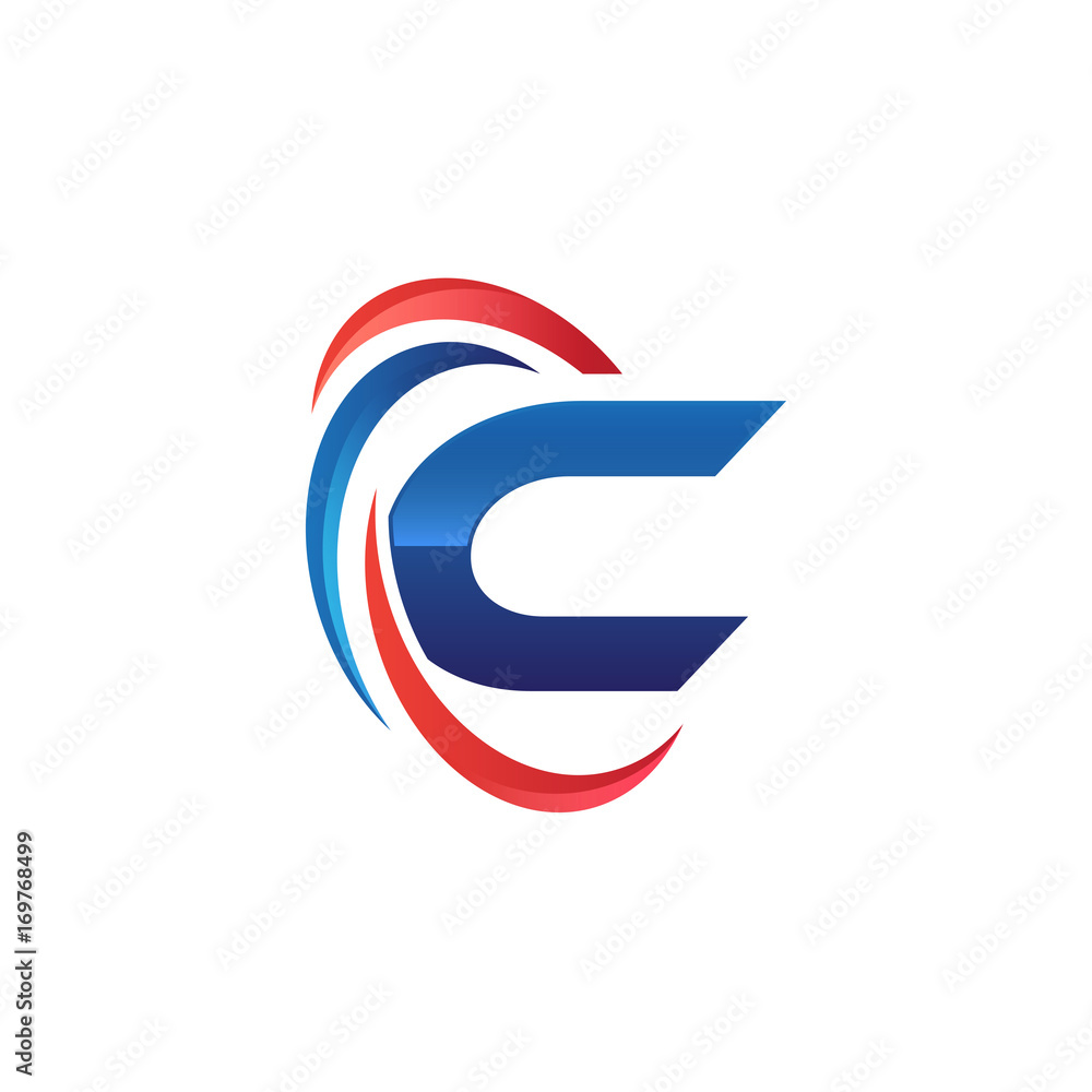 initial letter logo swoosh red blue initial letter logo swoosh red blue