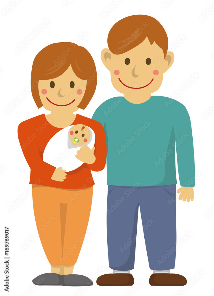 Family illustration (image) / with baby