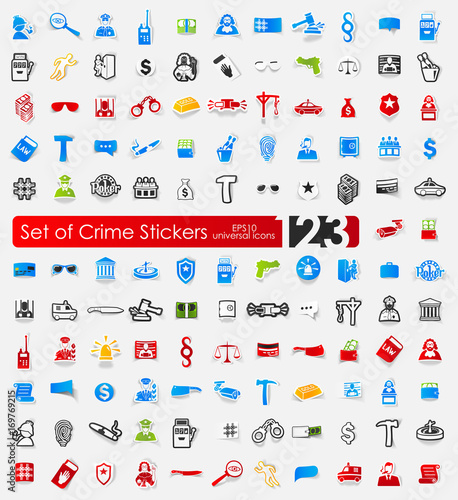 Set of crime stickers