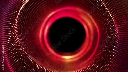  60fps looped seamless abstract background. Smooth motion of hi-tech red dots and  black spot. For logo and title placement, event, concert, presentation, site, VJ, Resolume.
