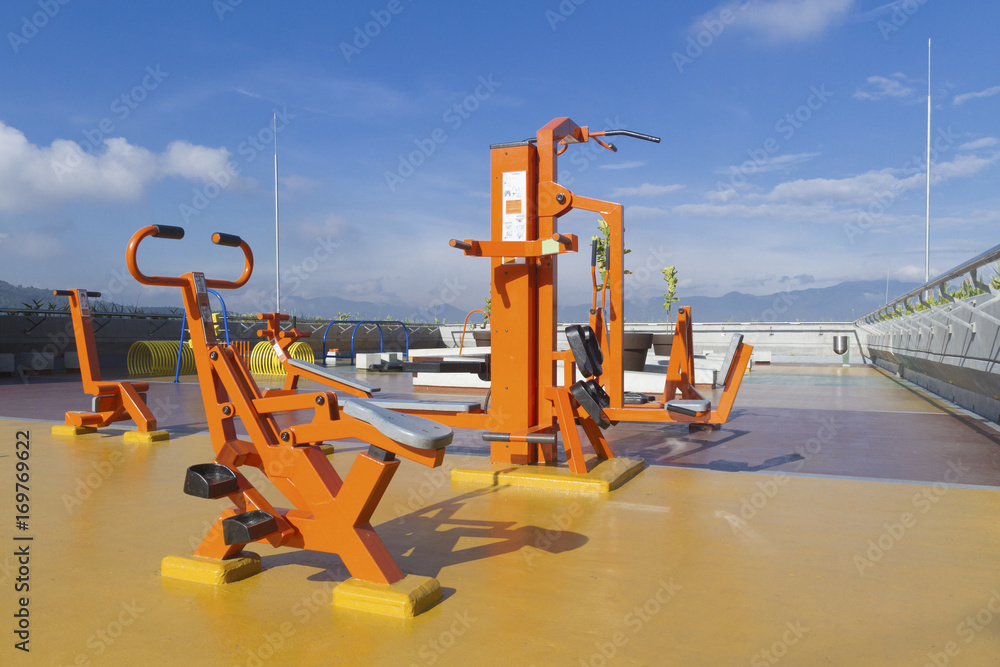 Fototapeta premium Machines for exercising outdoors at no cost to people
