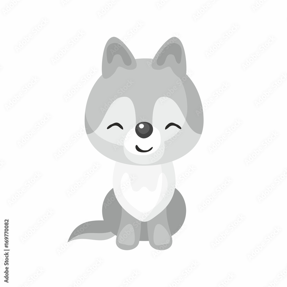 The image of cute little wolf in cartoon style. Vector children’s illustration. The image of cute little wolf in cartoon style. Vector children’s illustration.