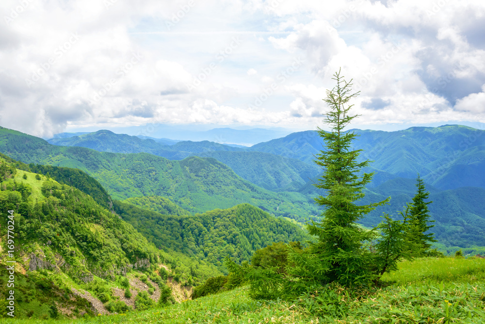 高原の風景、長野県、美ヶ原高原。