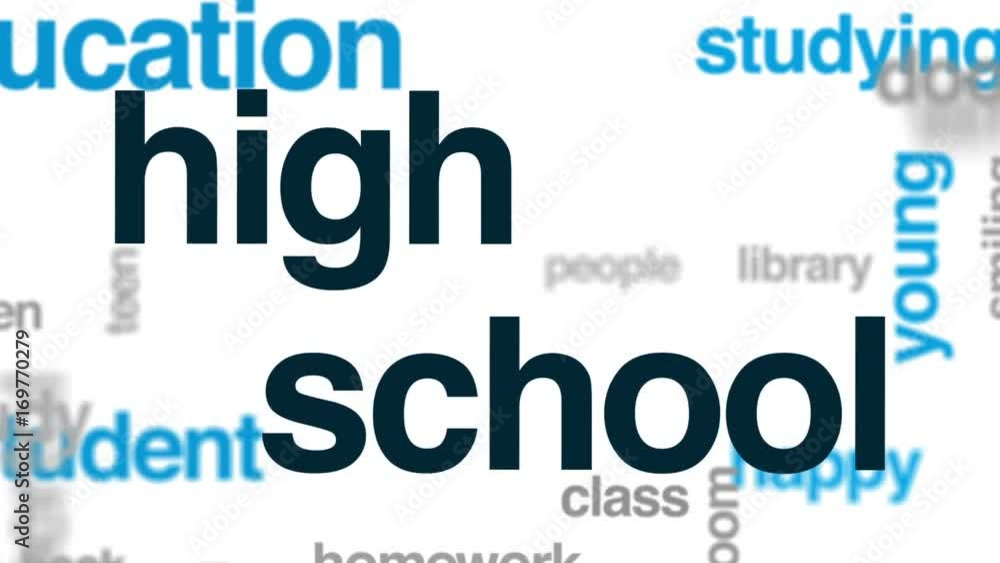 High school animated word cloud, text design animation. High school animated word cloud, text design animation.