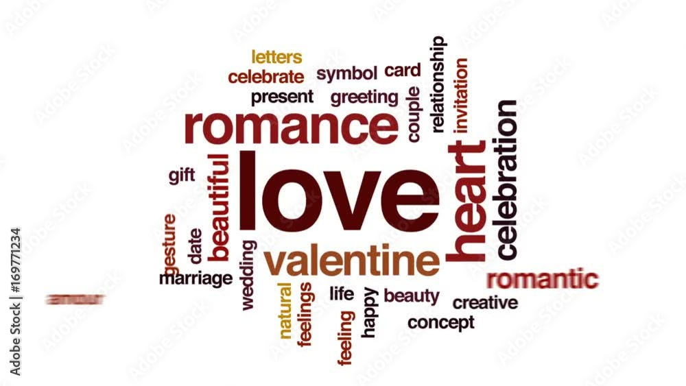 Love animated word cloud, text design animation. Love animated word cloud, text design animation.